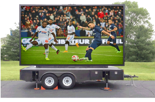 Location écran plein jour outdoor sur remorque pour publicité, match, événement sportif, festival